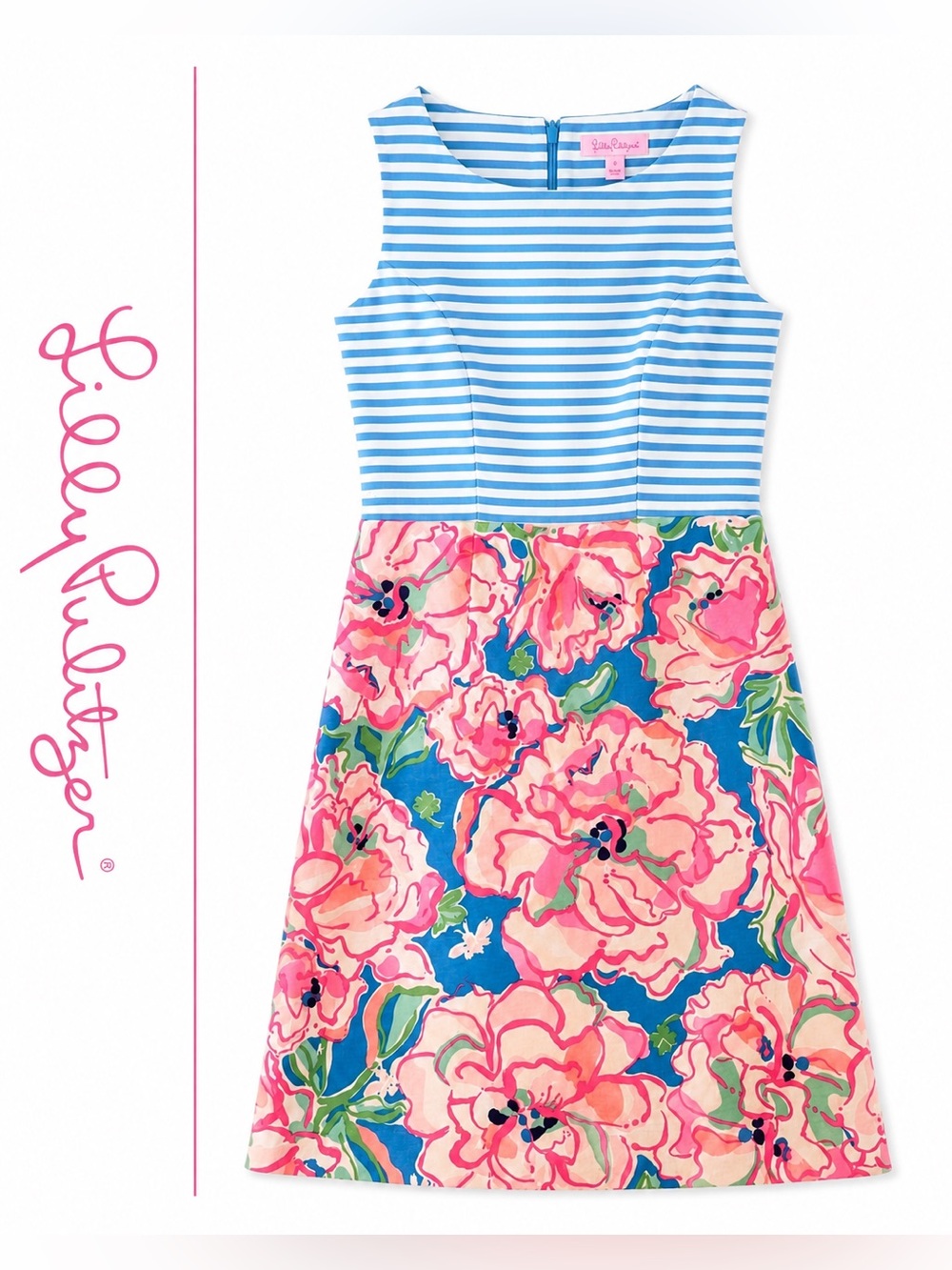 Lilly Pulitzer Floral Striped Sleeveless Shift Dress Small